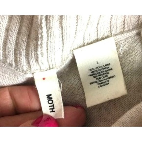 MOTH Anthropology Button Beige Sweater pockets L - Picture 7 of 7